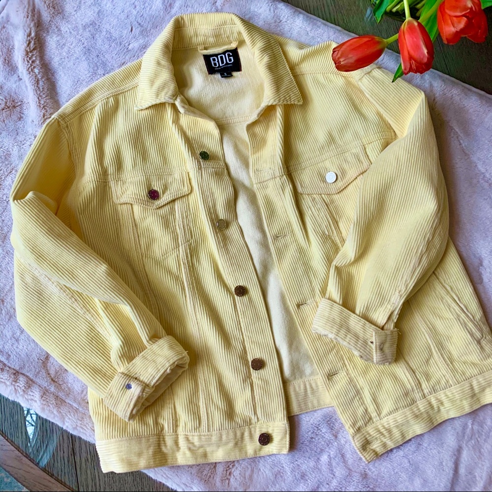 Lemon yellow corduroy jacket